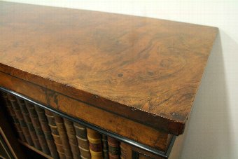 Antique Early Victorian Burr Walnut Open Bookcase