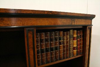 Antique Early Victorian Burr Walnut Open Bookcase