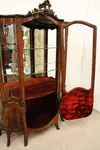 Antique French Kingwood Bombe Display Cabinet