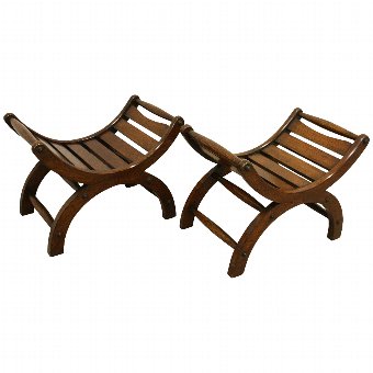 Pair of Arts & Crafts Oak Stools