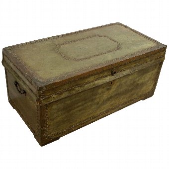 Chinese Leather Covered Camphor Wood Trunk