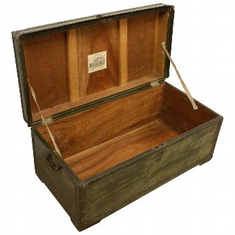 Antique Chinese Leather Covered Camphor Wood Trunk