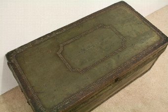 Antique Chinese Leather Covered Camphor Wood Trunk