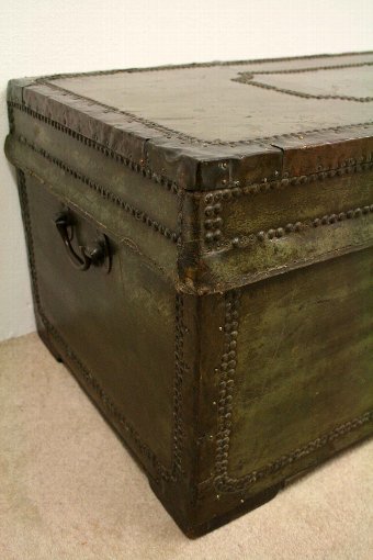 Antique Chinese Leather Covered Camphor Wood Trunk