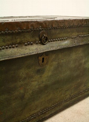 Antique Chinese Leather Covered Camphor Wood Trunk