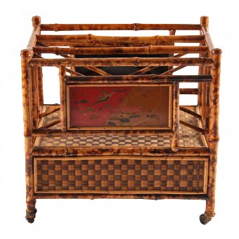 Antique Late Victorian Bamboo and Rattan Canterbury