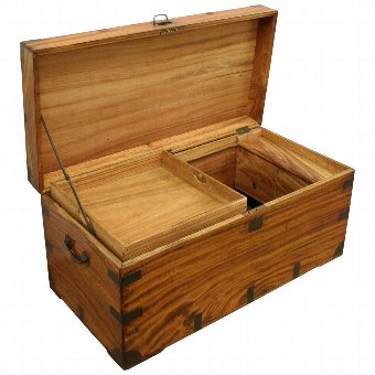 Antique Mid Victorian Camphor Wood Campaign Trunk