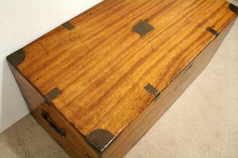 Antique Mid Victorian Camphor Wood Campaign Trunk