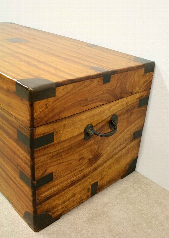 Antique Mid Victorian Camphor Wood Campaign Trunk