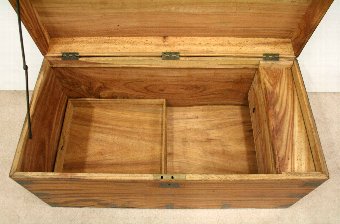 Antique Mid Victorian Camphor Wood Campaign Trunk