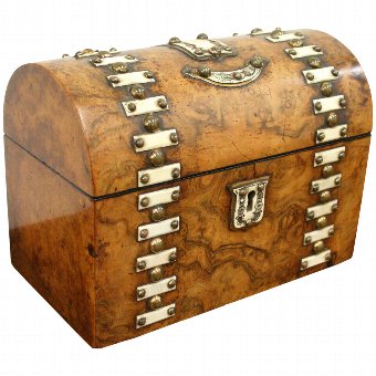 Mid Victorian Burr Walnut Jewellery Box / Stationery Box