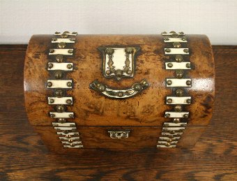 Antique Mid Victorian Burr Walnut Jewellery Box / Stationery Box