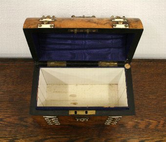 Antique Mid Victorian Burr Walnut Jewellery Box / Stationery Box