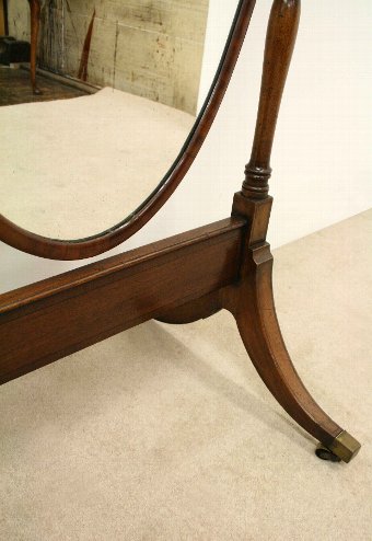 Antique Late Georgian Oval Cheval Mirror