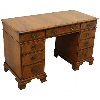 George II Style Figured Walnut Pedestal Desk