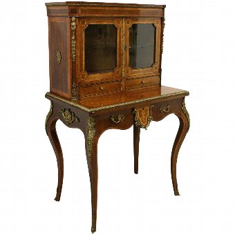 Late Victorian Tulipwood, Purplewood and Burr Maple Writing Table