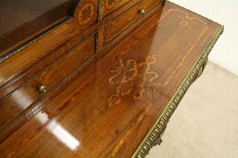 Antique Late Victorian Tulipwood, Purplewood and Burr Maple Writing Table