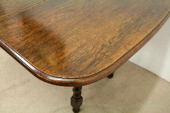 Antique Jacobean Style Solid Oak Drop Leaf Dining Table