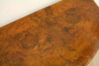 Antique Mid Victorian Burr Walnut Serpentine Card Table