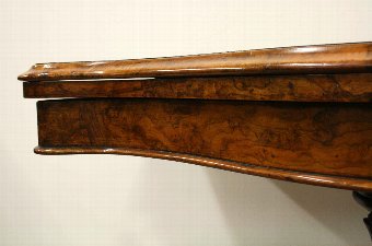 Antique Mid Victorian Burr Walnut Serpentine Card Table