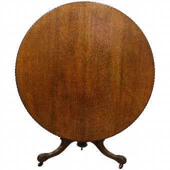 Antique Victorian Circular Oak Breakfast Table
