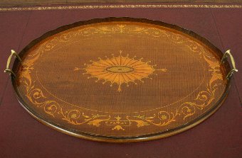 Antique Sheraton Style Oval Mahogany Tray