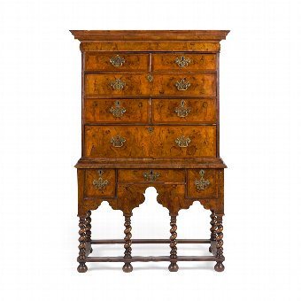 George II Burr Walnut Chest on Stand