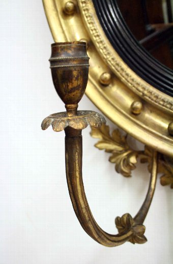 Antique A Pair of Regency Giltwood Convex Mirrors
