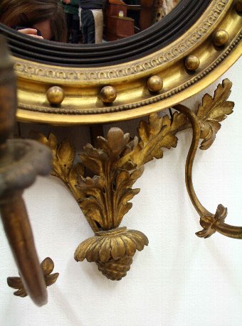 Antique A Pair of Regency Giltwood Convex Mirrors