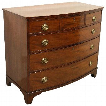 George III Inlaid Mahogany Bow Front Chest of Drawers