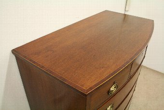 Antique George III Inlaid Mahogany Bow Front Chest of Drawers