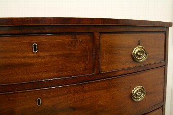 Antique George III Inlaid Mahogany Bow Front Chest of Drawers