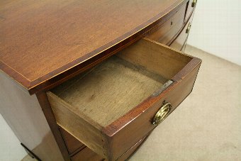 Antique George III Inlaid Mahogany Bow Front Chest of Drawers