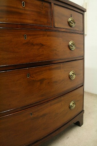 Antique George III Inlaid Mahogany Bow Front Chest of Drawers