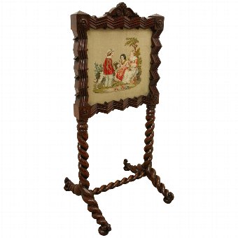 Antique Victorian Double Sided Mahogany Fire Screen