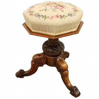 Victorian Walnut Piano Stool