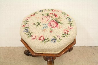Antique Victorian Walnut Piano Stool