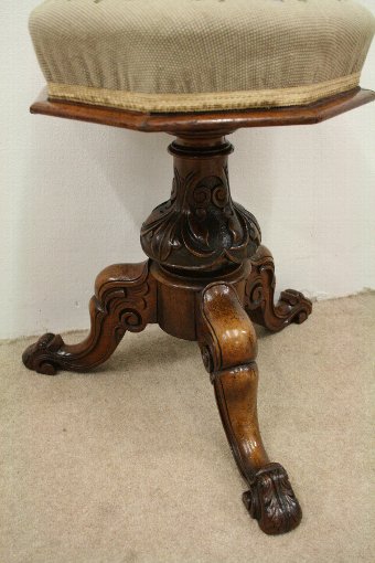 Antique Victorian Walnut Piano Stool