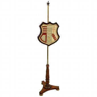 Rosewood and Brass Adjustable Pole Screen