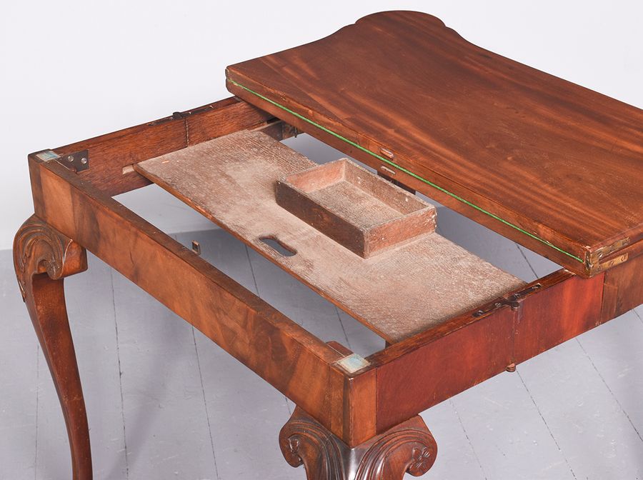 Antique George III Shaped Mahogany Fold Over Card Table