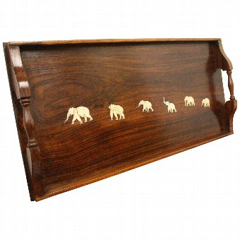  Hardwood and Ivory Inlaid Tray