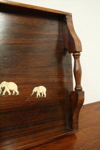 Antique  Hardwood and Ivory Inlaid Tray