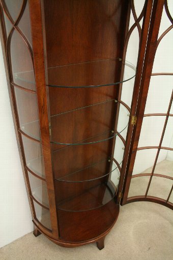 Antique Walnut Bow Front Display Cabinet
