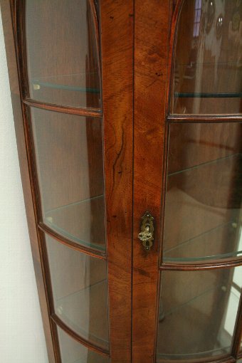 Antique Walnut Bow Front Display Cabinet