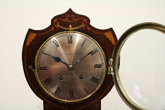 Antique Mahogany Inlaid Art Nouveau Mantle Clock