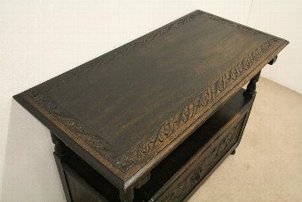 Antique Jacobean Style Oak Monks Bench