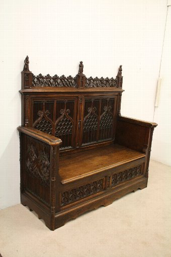 Antique Gothic Monks Bench