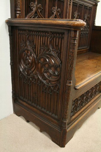 Antique Gothic Monks Bench