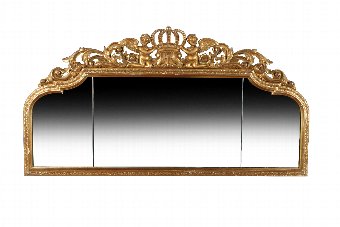 Carved Wood and Gilded Overmantel Mirror