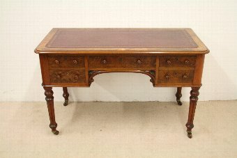 Antique Victorian Walnut and Burr Walnut Writing or Library Table
